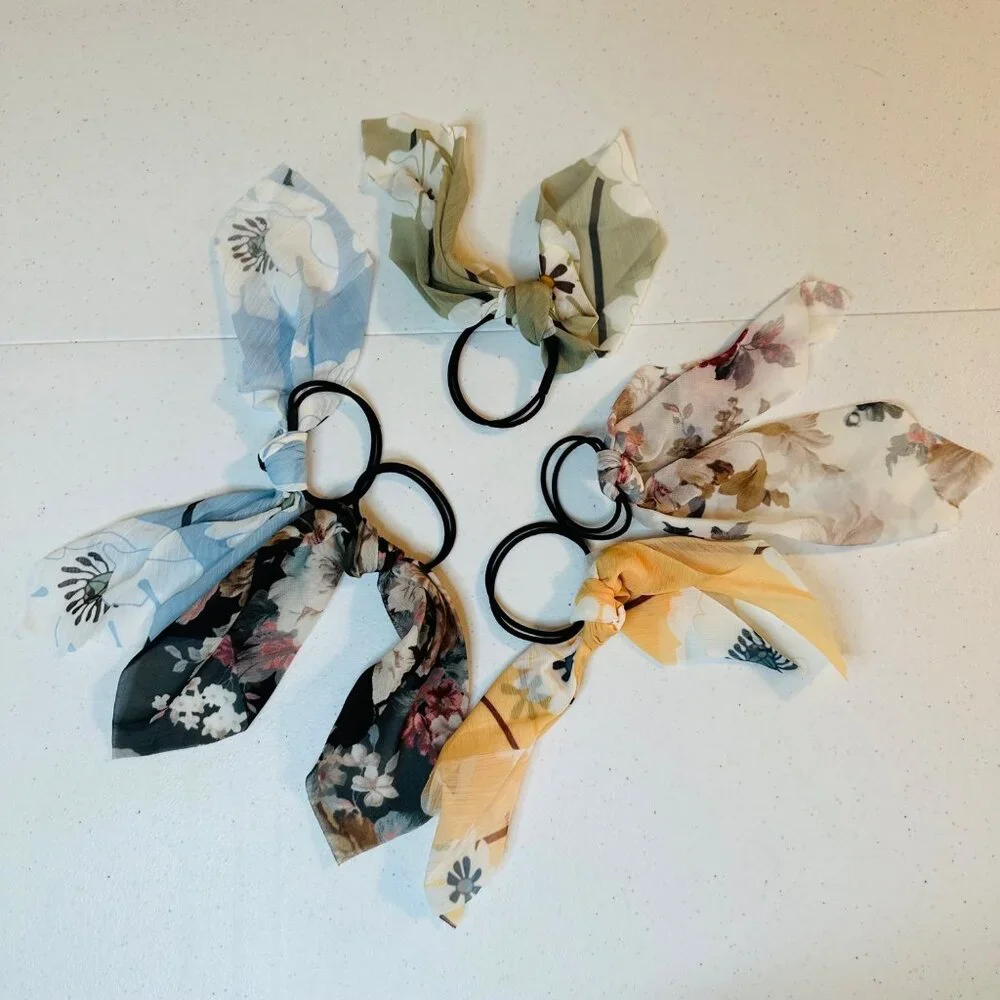 Chiffon Hair Scarf Ponytail Holder Elastic Hair Bands Hair Ties Hair Scrunchies